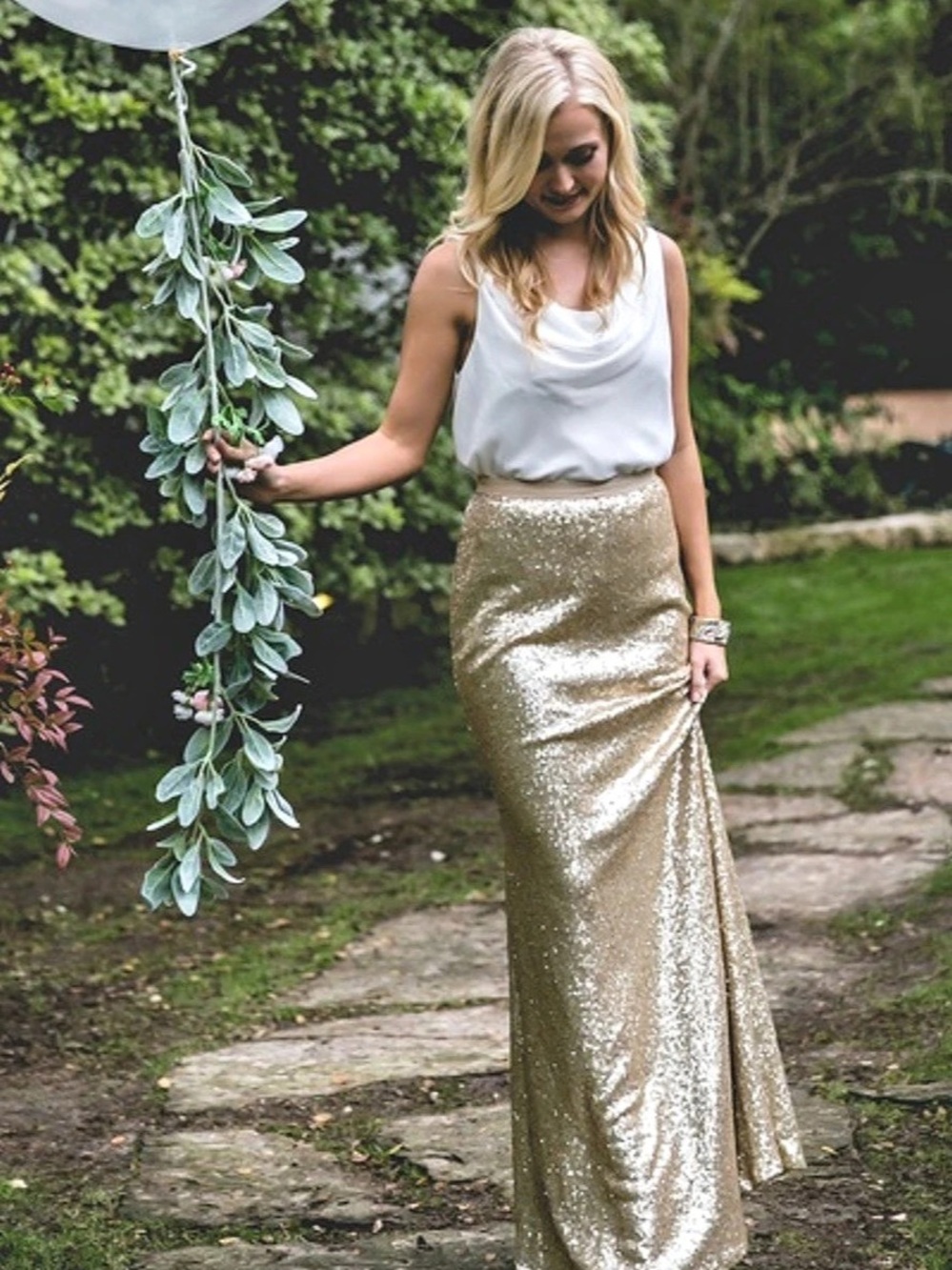 REVELRY Mila Sequin Skirt Brown